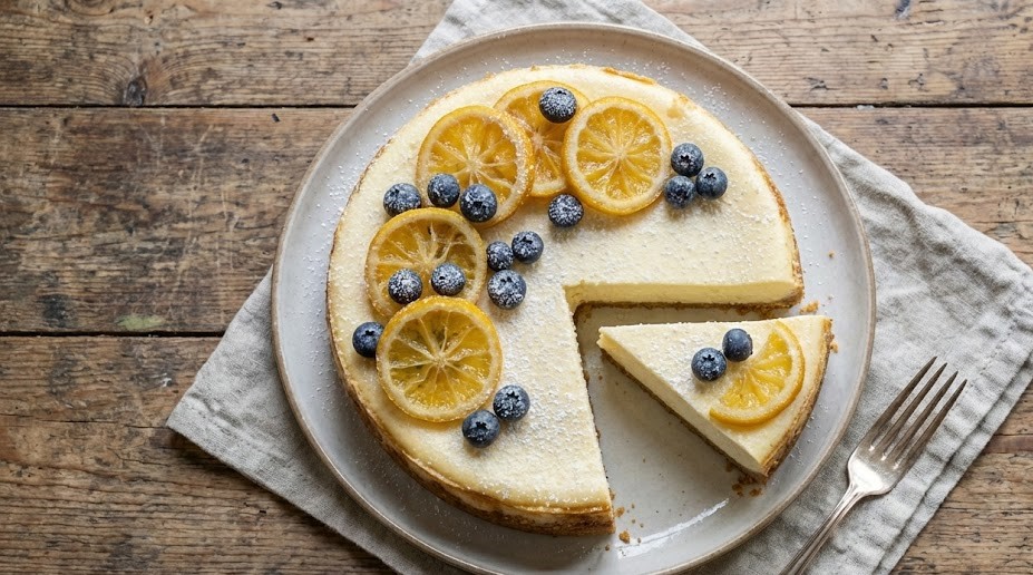 Delia Smith Lemon Cheesecake with Frosted Grapes