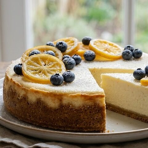 Delia Smith Lemon Cheesecake with Frosted Grapes