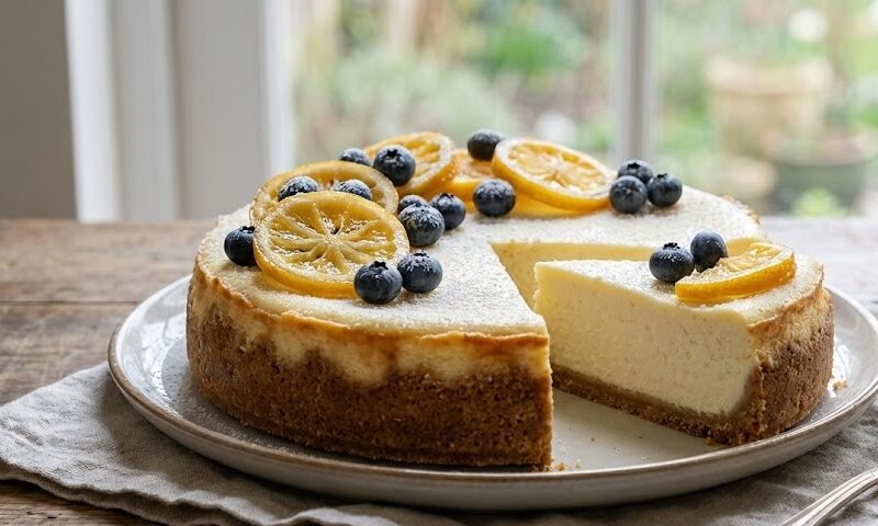 Delia Smith Lemon Cheesecake with Frosted Grapes